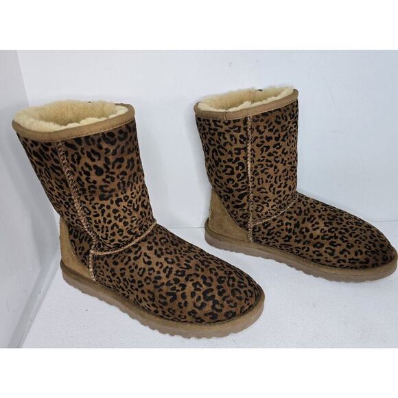 UGG Classic Short Rosette Animal Print Leopard SIZE 6 brown boots 1006072 - Picture 4 of 9